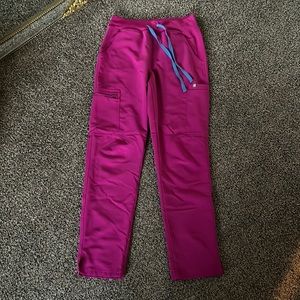 Figs yola skinny scrub pants raspberry sorbet high waisted